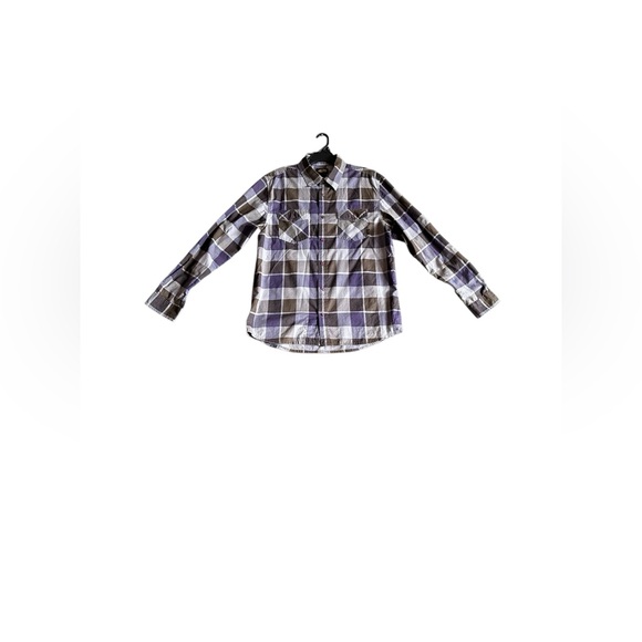Vans Other - VANS OF THE WALL MENS LONG SLEEVE PLAID PURPLE GRAY SHIRT SZ L